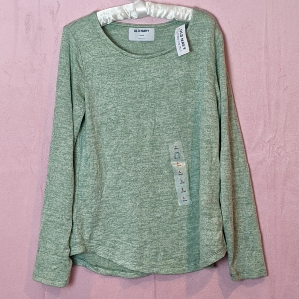 Old Navy Light Green Long Sleeve Basic Tee size Large 10/12